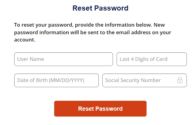 MyDestinyCard Reset Password