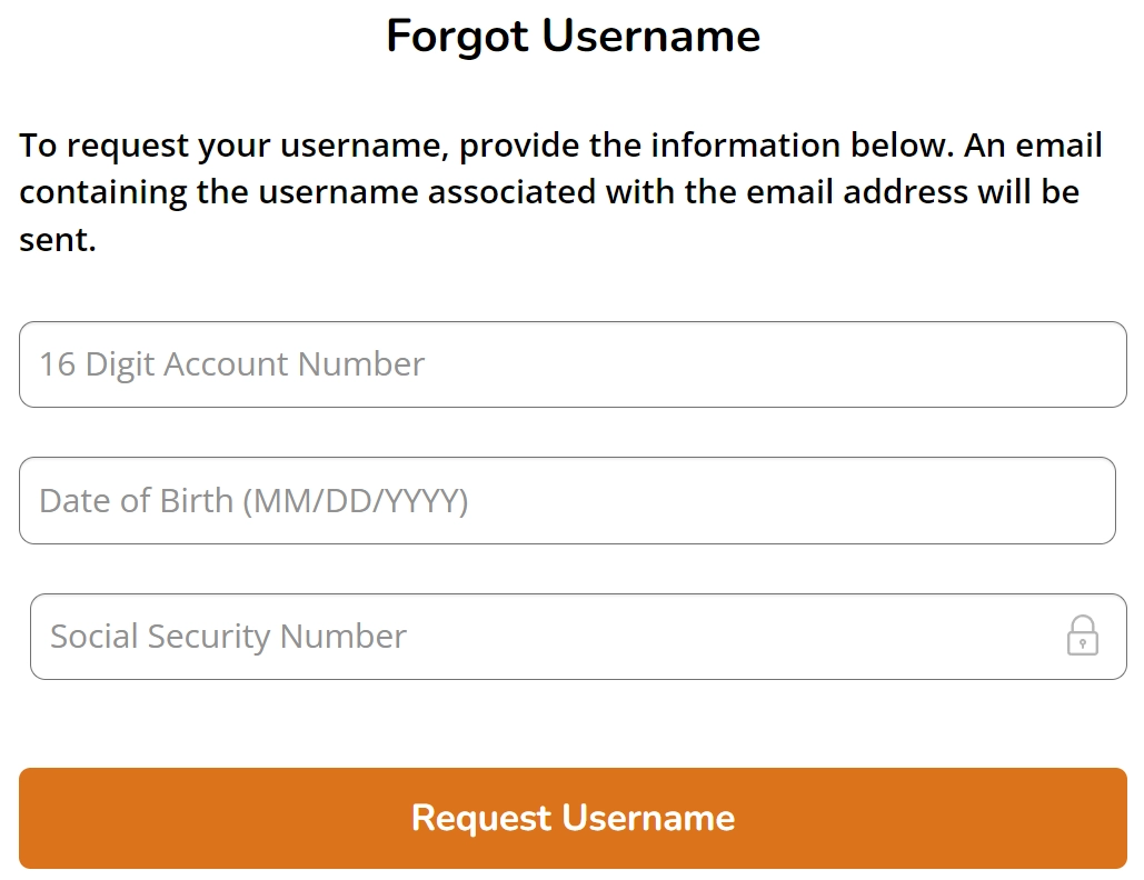 MyIndigoCard Forgot Username