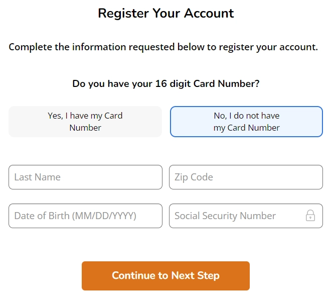 MyIndigoCard Register Without Number